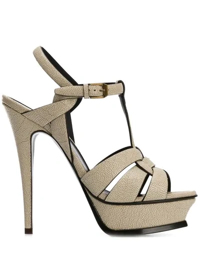 Saint Laurent Caged Sandals In Neutrals