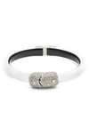 Alexis Bittar Crystal Encrusted Clasp Skinny Bangle In Silver