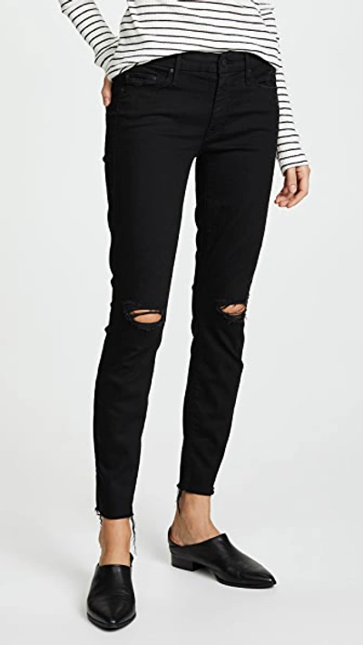 Mother The Swooner Dagger Ankle Fray Jeans In Baa Baa Black Sheep