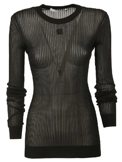 Givenchy Sheer Longsleeved Jersey Top In Black