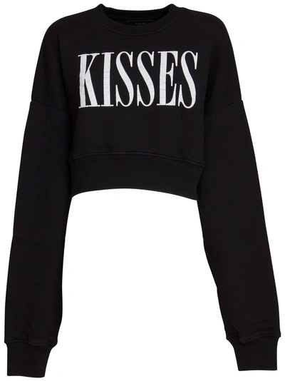 Amiri Kisses Cropped Sweatshirt In Nero
