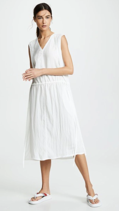 Helmut Lang Sheer Parachute Sleeveless Midi Dress In White