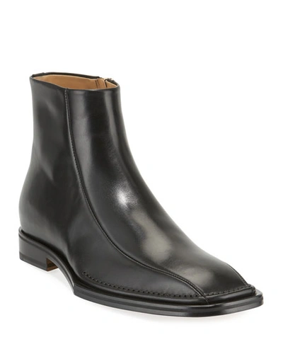Versace Men's Side-zip Leather Ankle Boots