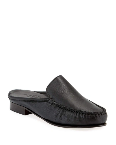 Sesto Meucci Sage Leather Loafer Mules In Black