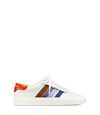 Tory Sport Ruffle Low-top Leather Sneakers In Snow White/blue