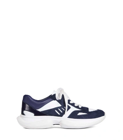 Tory Sport Bubble Lace-up Suede Sneakers In Sport Navy/snow White