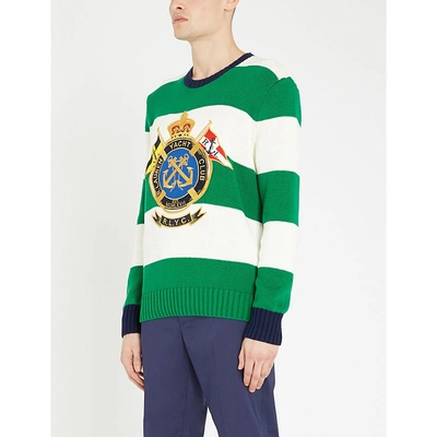 Polo Ralph Lauren Yacht Club-embroidered Cotton-knit Jumper In Green/white  | ModeSens
