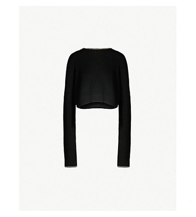 The Kooples Chain-embellished Cotton-knit Jumper In Bla01