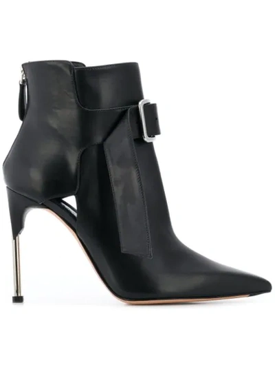 Alexander Mcqueen Leather Wrap Buckle Boots In Black