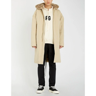Fear Of God Sixth Collection Hooded Denim And Faux-fur Coat In 