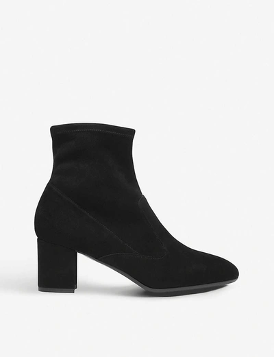 Lk Bennett Alexis Suede Heeled Ankle Boots In Bla-black