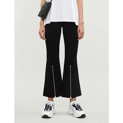 Stella Mccartney Flared Knitted Trousers In Black