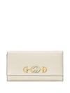 Gucci Zumi Grainy Leather Continental Wallet In White