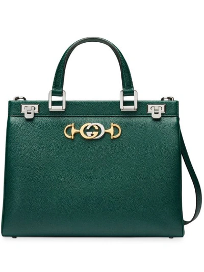 Gucci Zumi Grainy Leather Small Top Handle Bag In Vintage Green