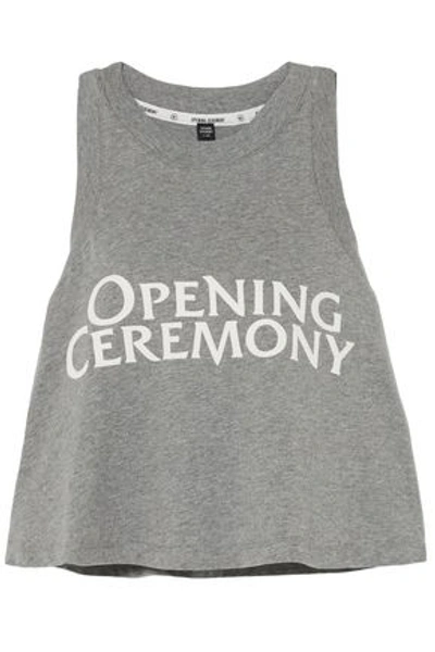 Opening Ceremony Woman Torch Cropped Printed Cotton-jersey Tank Gray