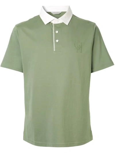 Gieves & Hawkes Contrast Collar Polo Shirt In Green
