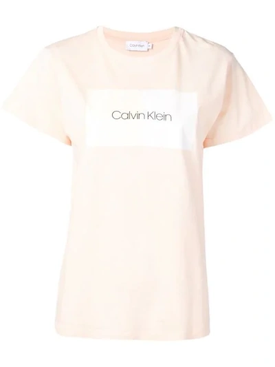 Calvin Klein Logo Print T In Neutrals