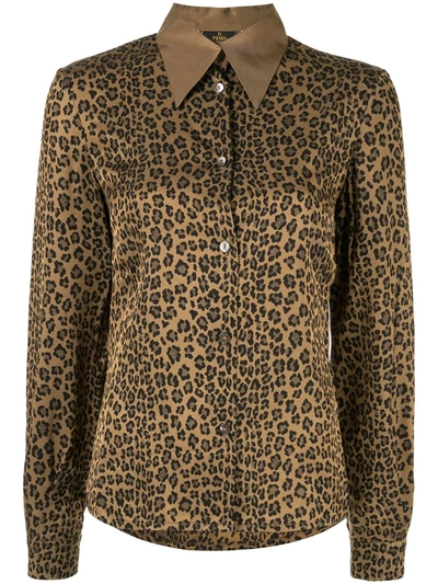 Pre-owned Fendi 1990s Leopard-print Shirt In Brown