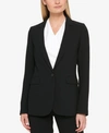 Donna Karan Petite Collarless Single-button Blazer In Black