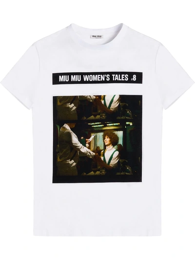 Miu Miu Tales Jersey T-shirt In White