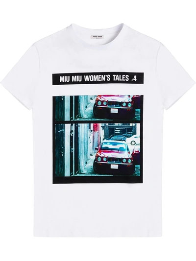 Miu Miu Tales Jersey T-shirt In White