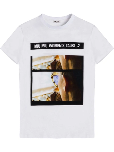 Miu Miu Tales Jersey T-shirt In White