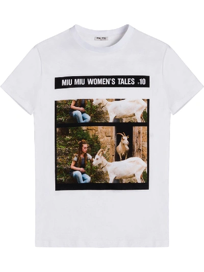 MIU MIU WOMEN'S TALES Tシャツ ホワイト 11627237_68?w=400