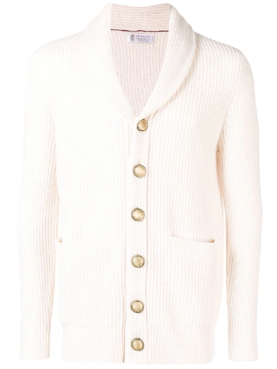 Brunello Cucinelli V-neck Button Cardigan In White