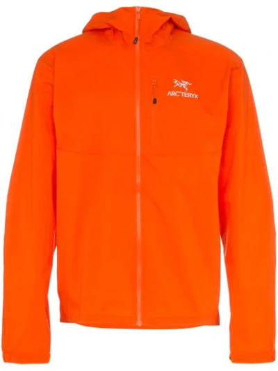 Arc'teryx Squamish Logo Print Hooded Jacket In Orange