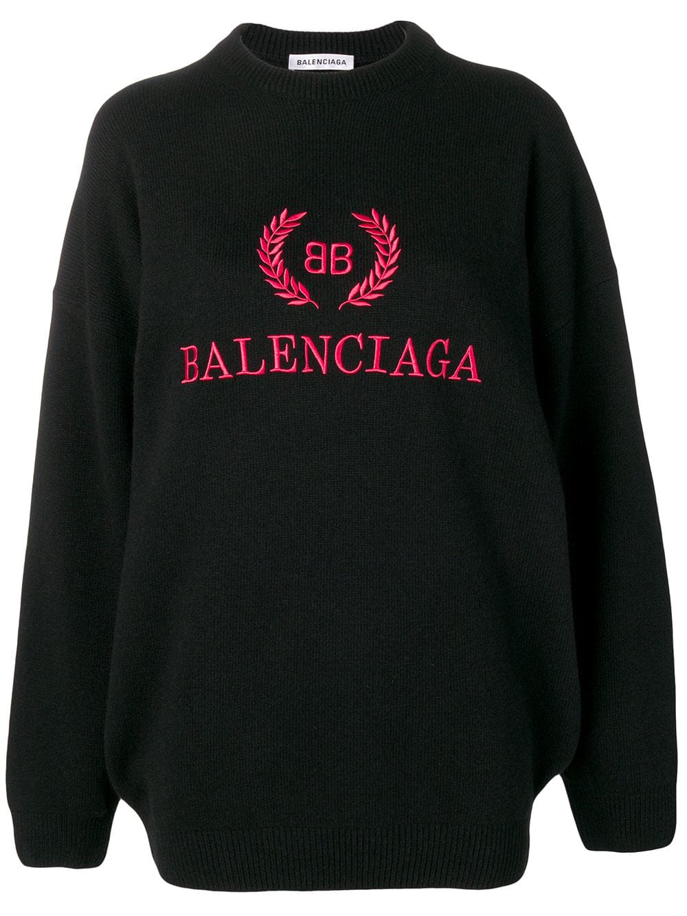Balenciaga Logo Embroidered Jumper - Black | ModeSens
