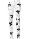 Philipp Plein Palm Tree Print Jeans In White