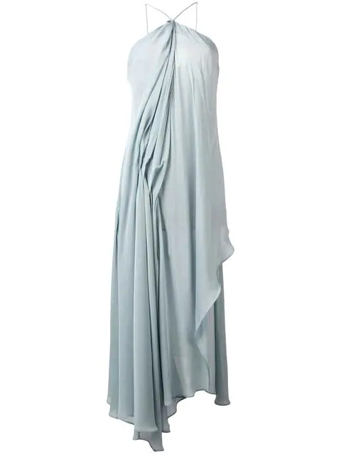 Jacquemus Draped Midi Dress In Blue | ModeSens