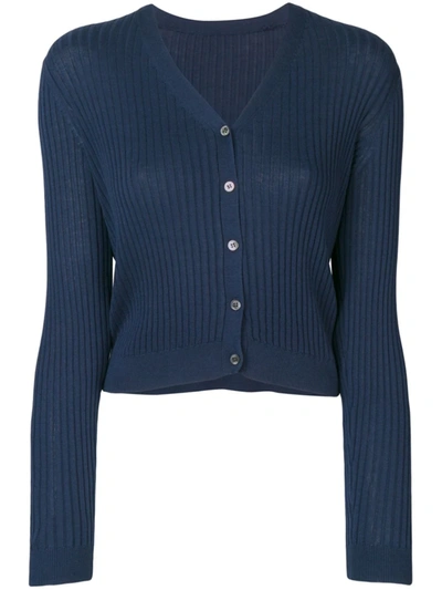 Sottomettimi Ribbed Knit Cardigan In Blue