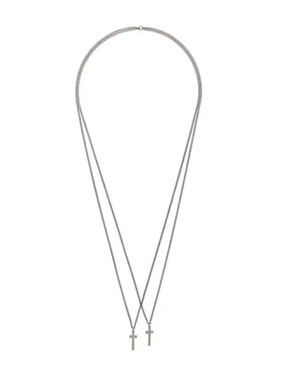 Dsquared2 Double Cross Necklace In Metallic