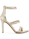 Albano Textured Strap Sandals In Gold