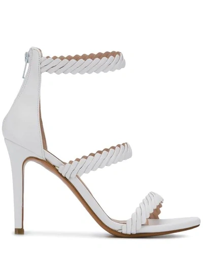 Albano Textured Strap Sandals In White