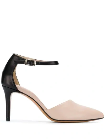 Albano Contrast Ankle Strap Pumps In Black