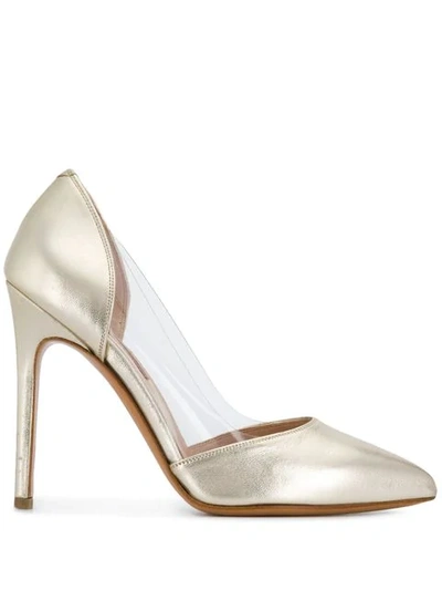 Albano Metallic Pointed Pumps In Gold
