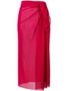 Fisico Draped Midi Sarong In Red