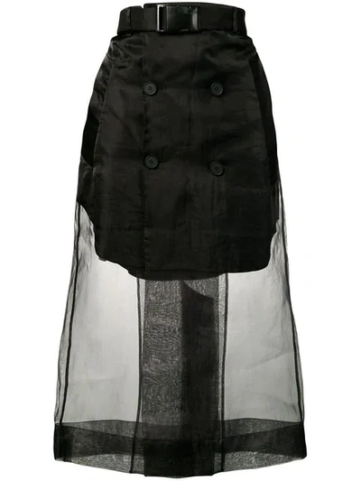 Maison Margiela Mesh Layered Skirt In 900 Nero