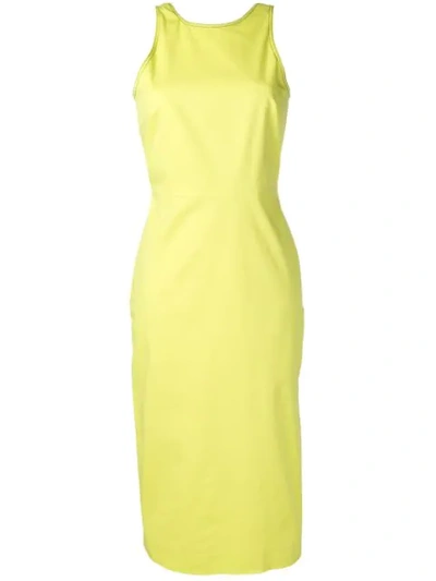 Pinko Side Slit Fitted Dress In Yellow
