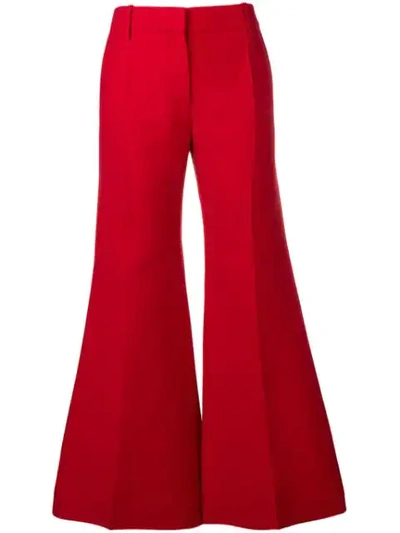 Valentino High Waisted Flared Trousers In Red