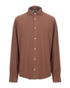 Fedeli Solid Color Shirt In Cocoa
