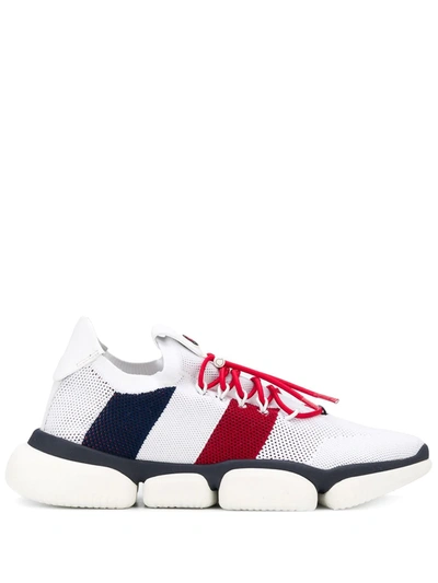 Moncler White Bubble Sneakers In Red & White & Blue
