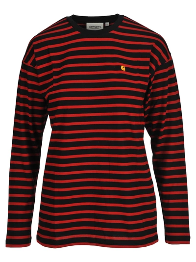 Carhartt Carharrt Stripped Long Sleeves T-shirt In Red Stripes