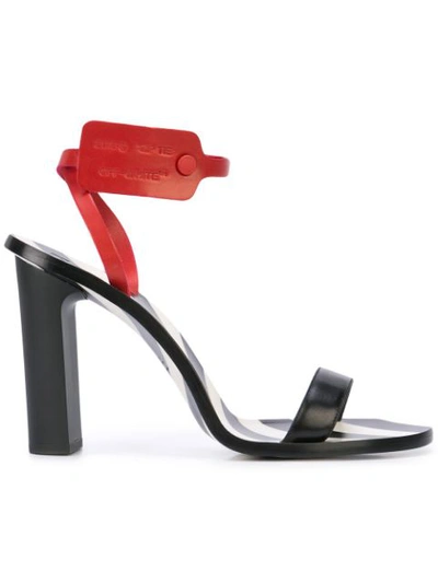 Off-white Capri Zip Tie-embellished Leather Sandals In Black