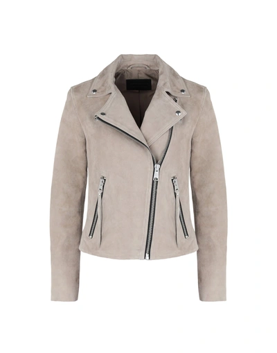 Allsaints Biker Jacket In Dove Grey