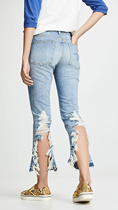 R13 Kick Fit Jeans In Mason Blue With High Shredding