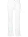 Frame Le Crop Mini Bootcut Metallic Snakeskin Print Jeans In White