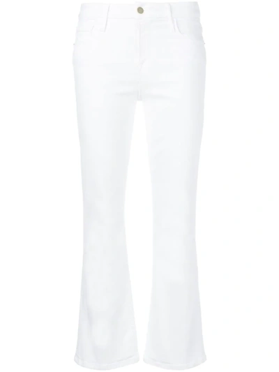 Frame Le Crop Mini Bootcut Metallic Snakeskin Print Jeans In White,metallic